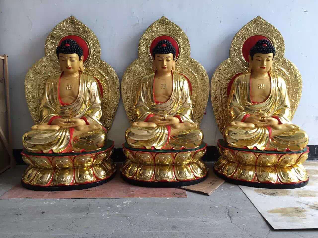 温州慈宏生产厂家批发,一佛两弟子佛像,木雕三宝佛佛像,玻璃钢三宝佛