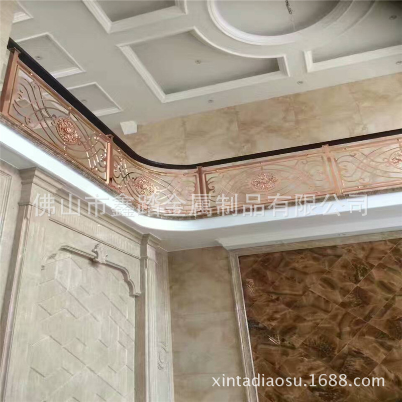 红古铜铝板雕刻楼梯护栏厂家 酒店装饰专用护栏示例图17