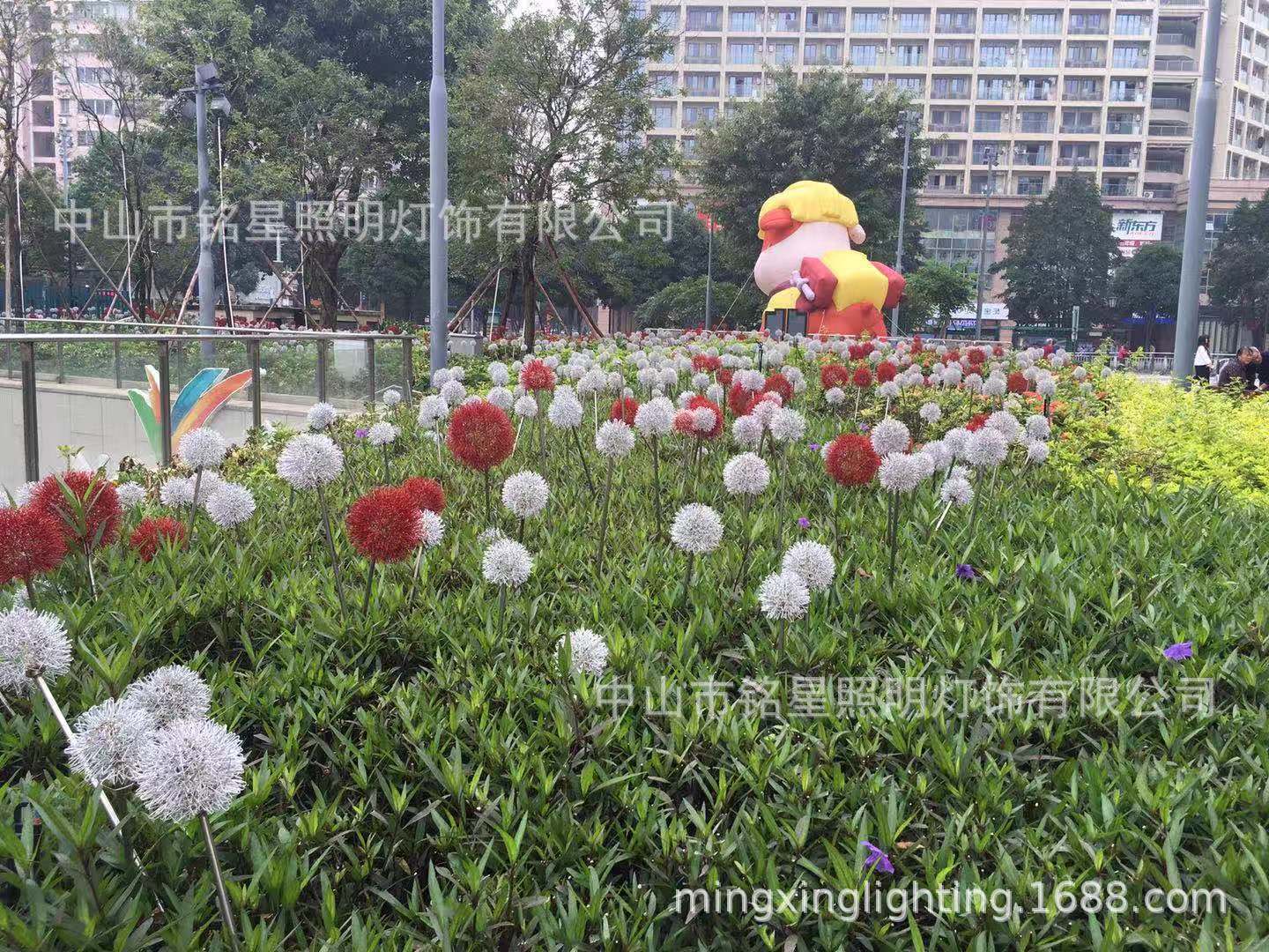 酒店户外景观装饰不锈钢蒲公英光纤球雕塑室外草坪蒲公英落地灯厂示例图12