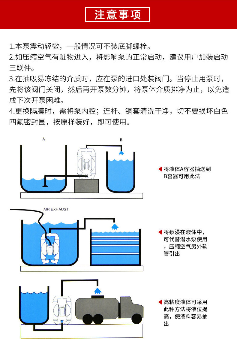 厂家直销QBK-15气动隔膜泵 现货工程塑料工业隔膜泵 不停机往复泵示例图11