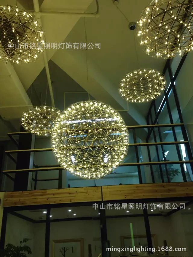 售楼部灯具 新款LED圆球吊灯创意不锈钢LED圆球吊灯酒店别墅灯具示例图9
