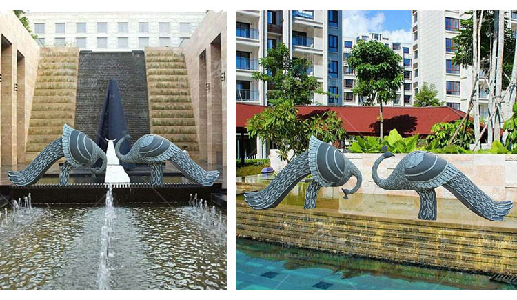 雕塑设计定制喷泉孔雀景观装饰抽象动物户外公园小区广场别墅水景示例图6
