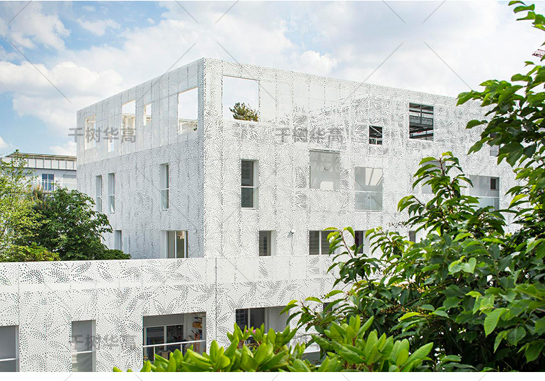 千树华高铝合金材质白色雕花建筑材料铝单板幕墙定制天花吊顶装饰示例图19