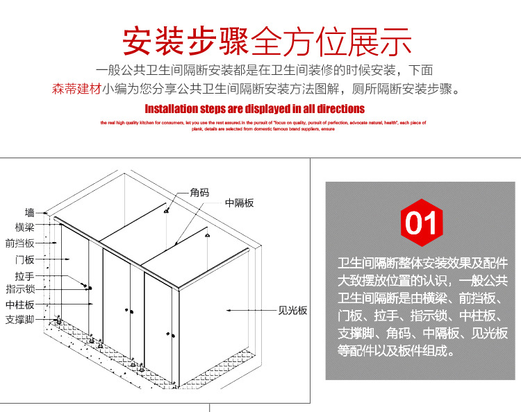公共卫生间防水隔断板 浴室二代抗倍特板 洗手间PVC隔断板厂销示例图17