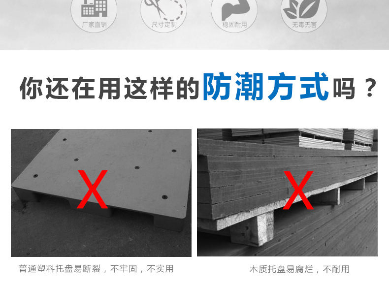 厂家批发 加厚塑料防潮板 仓库厂房垫板塑胶托盘透气垫脚板卡板示例图3