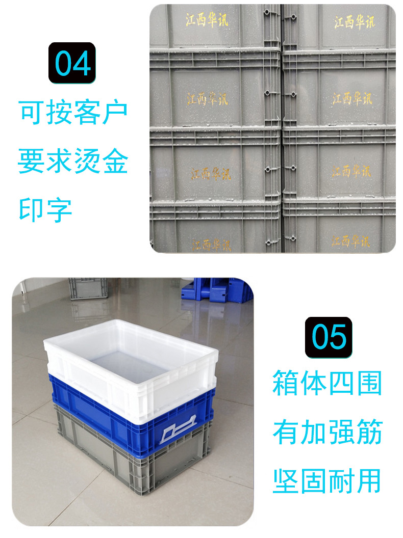 湖北EU物流箱加厚塑料周转箱长方形收纳整理箱带盖工厂物料零件盒示例图5