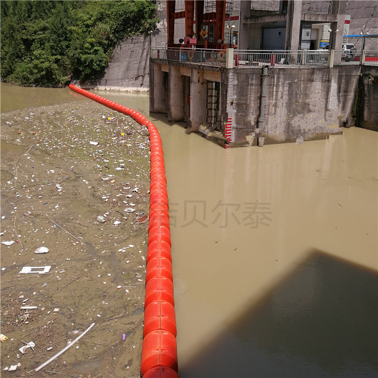 养殖水域漂浮垃圾 拦截浮筒 运河水面航道 警示浮排