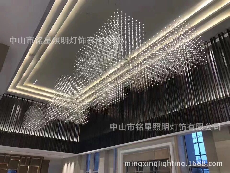 专业酒店大堂大型光立方吊灯厂家定制售楼部展厅LED光立方体灯具示例图17