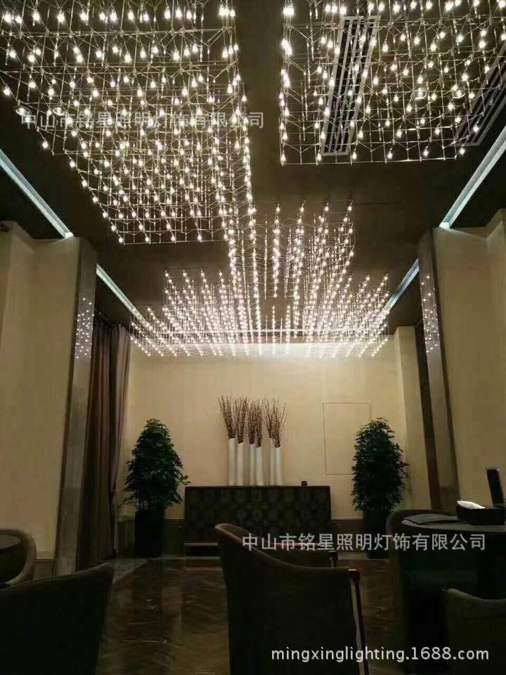 专业酒店大堂大型光立方吊灯厂家定制售楼部展厅LED光立方体灯具示例图42