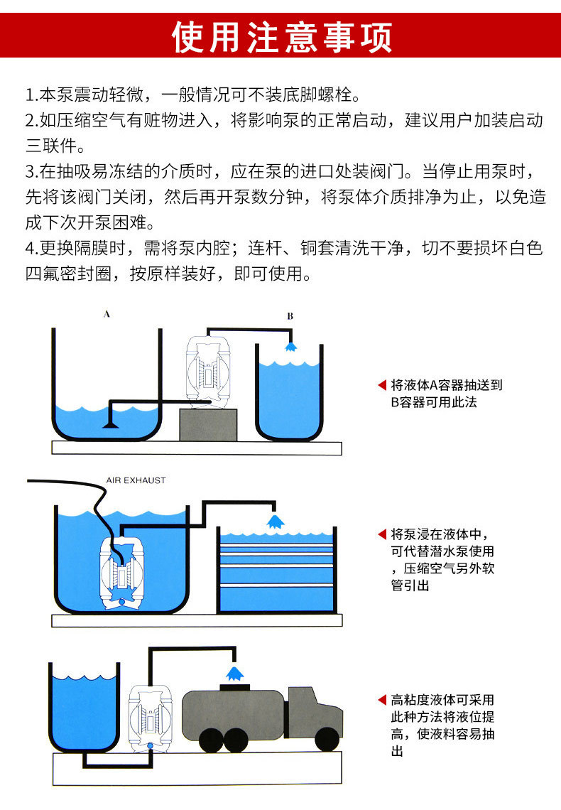 QBY3气动隔膜泵  希伦气动隔膜泵 铸铁气动隔膜泵 上海气动隔膜泵示例图6