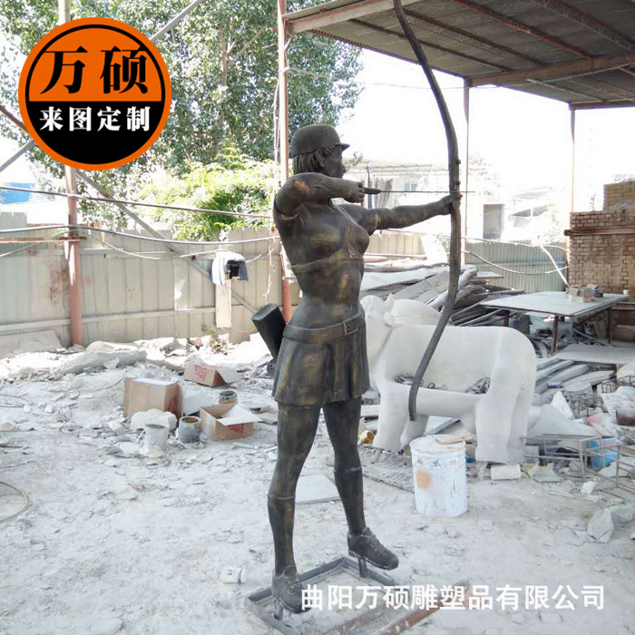 玻璃钢雕塑人物仿铜雕塑击剑人物广场运动员雕像人物运动人员示例图7