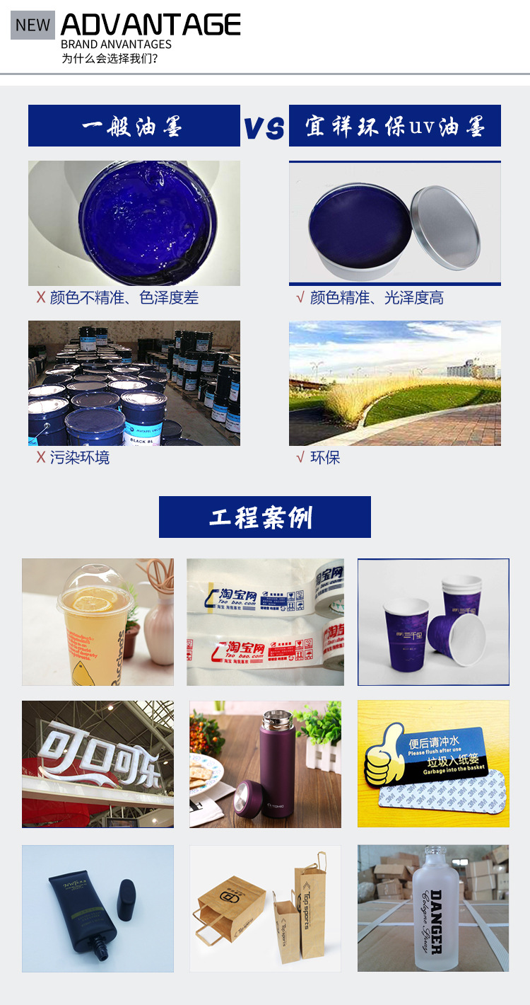 广东厂家批发LED光固化丝印油墨 PVC PC片材吸塑UV油墨 柔韧性好示例图11