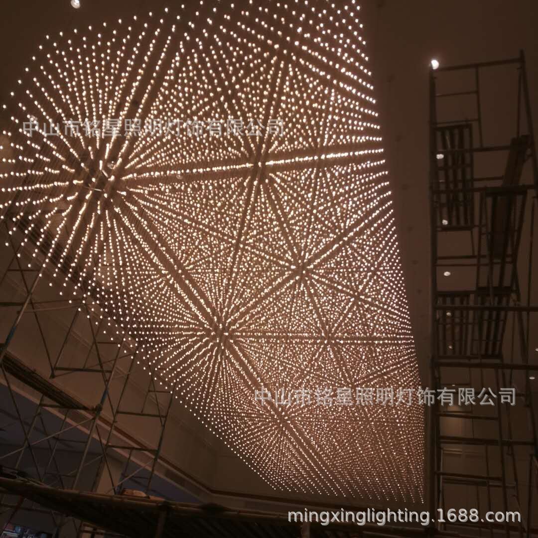 专业酒店大堂大型光立方吊灯厂家定制售楼部展厅LED光立方体灯具示例图6