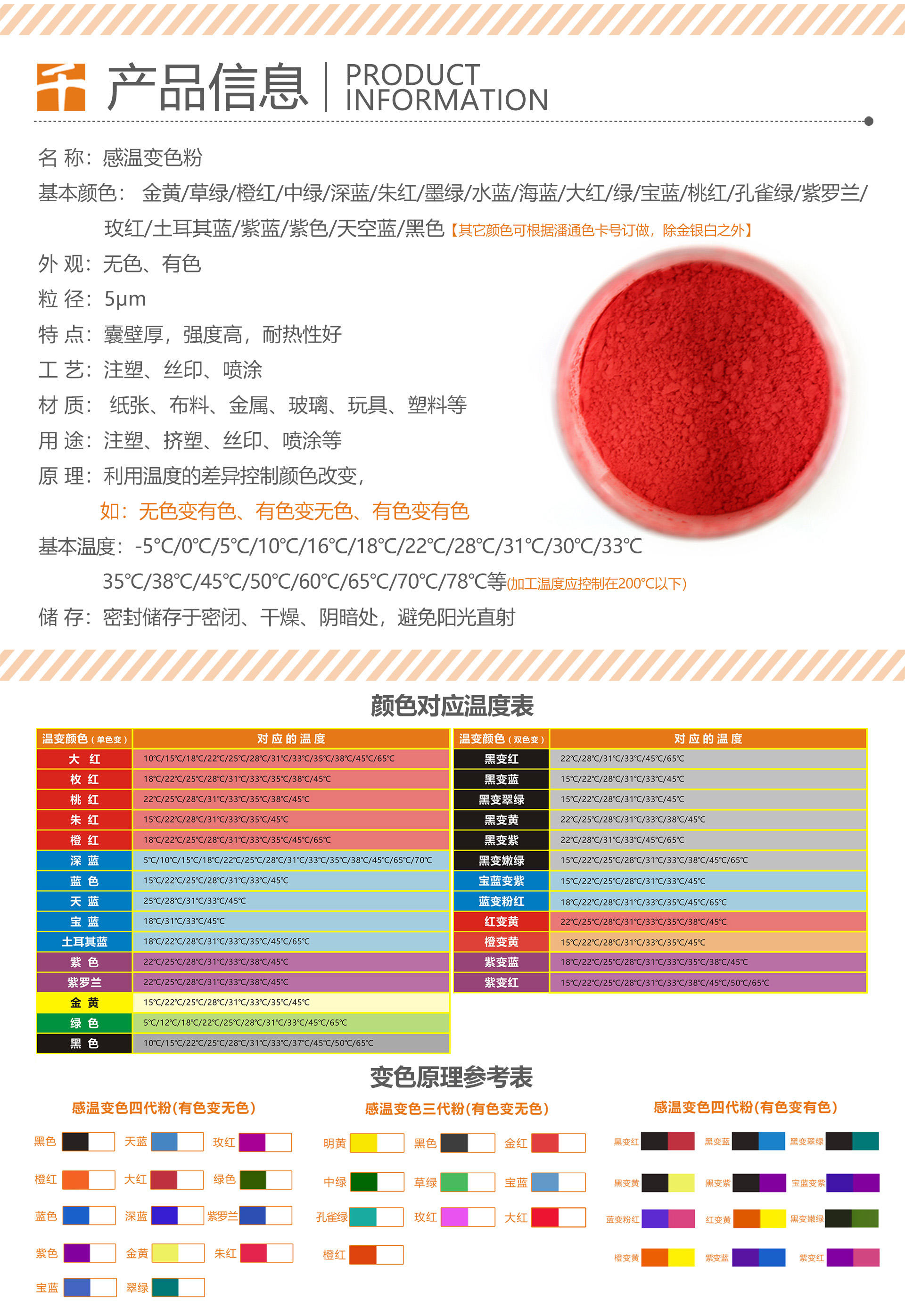 厂价直销感温变色粉硅胶印刷注塑温变粉手感温度31度变色粉示例图2