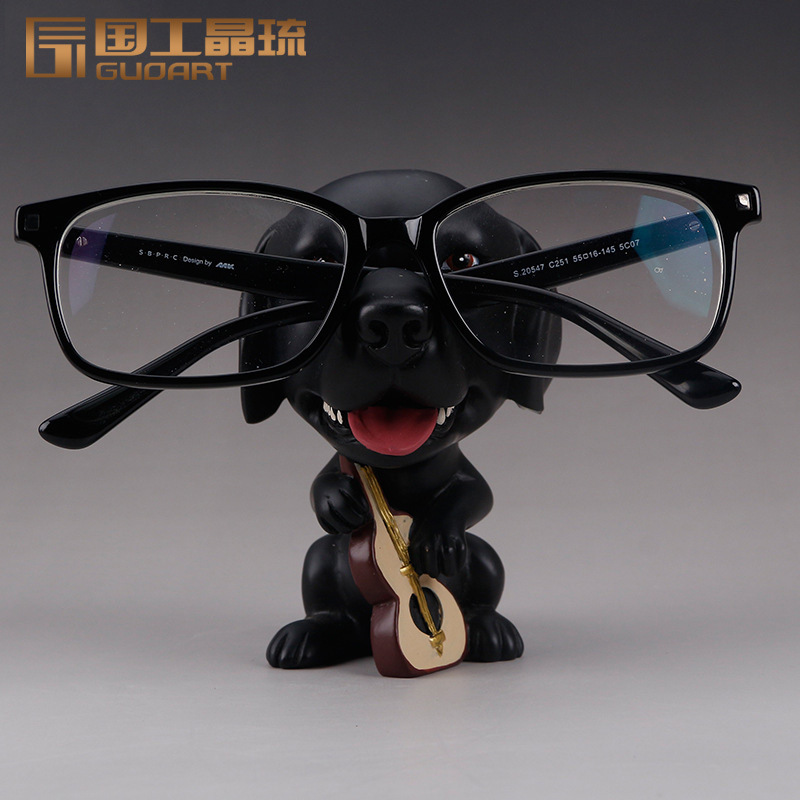 树脂眼镜架定制 办公创意树脂仿真动物摆件定做 树脂小狗工艺品示例图3