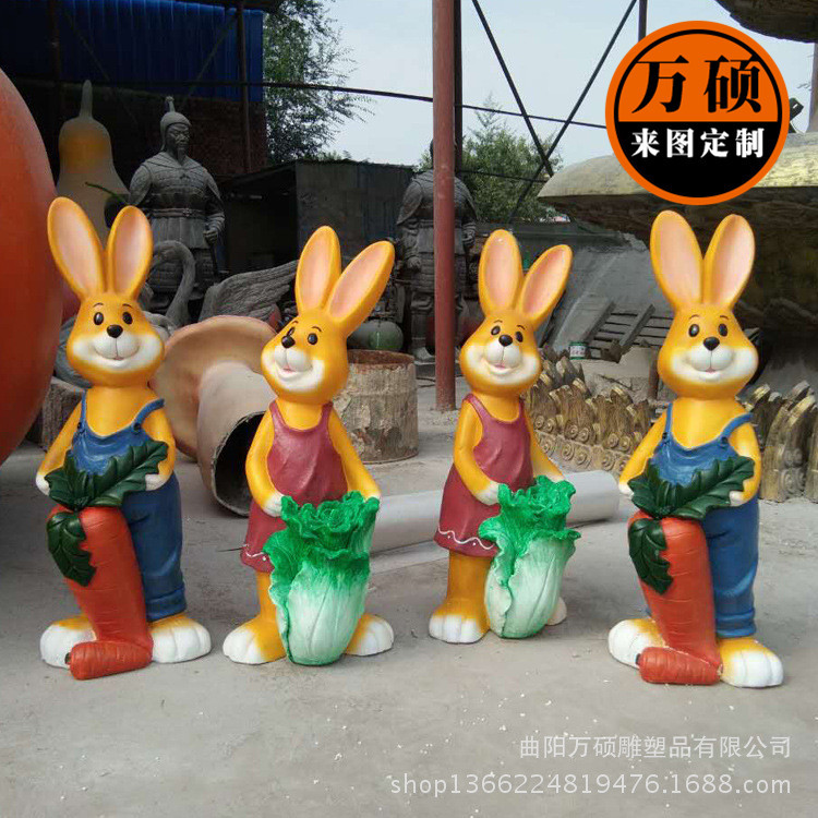 新款|玻璃钢卡通系列小兔子雕塑|商场户外景观小品互动摆件定制品示例图8