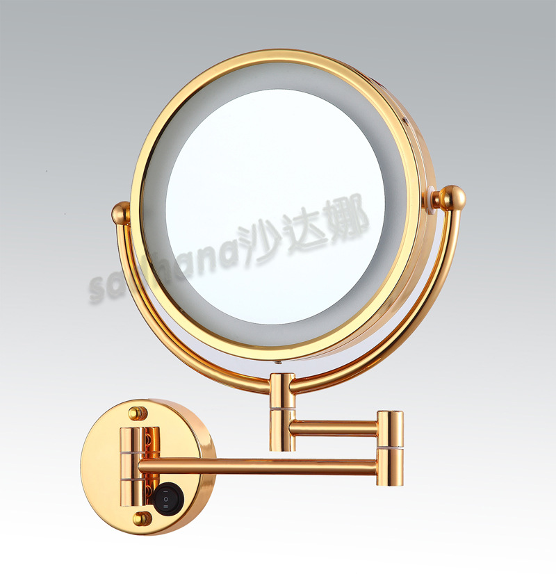 led化妆镜子 带灯卫生间浴室镜子折叠美容放大金属镜 酒店工程镜示例图6