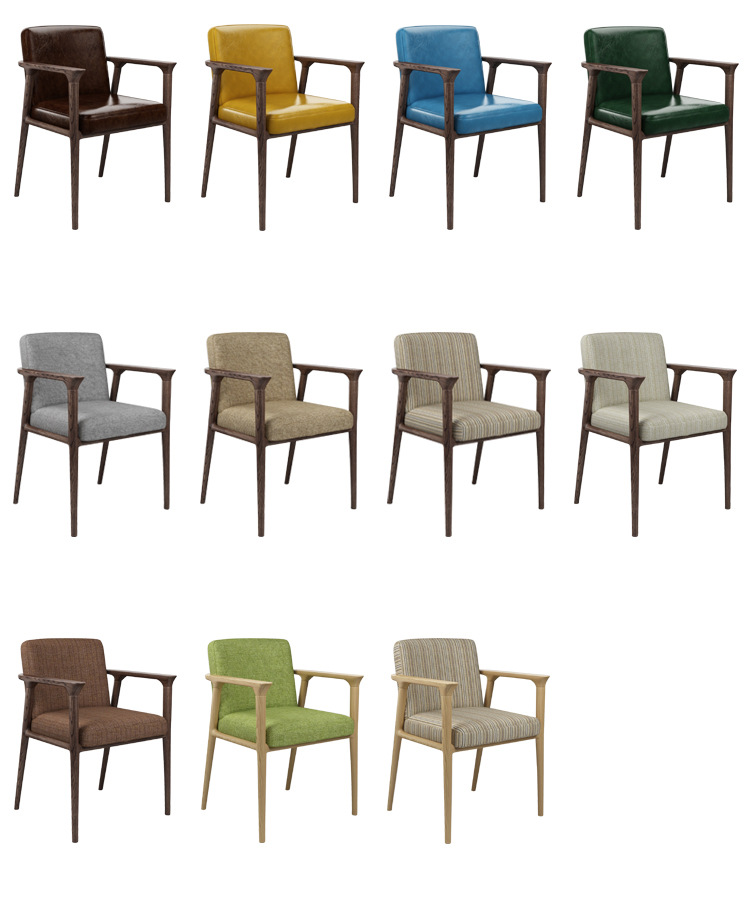 北欧简约实木餐椅椅带扶手休闲餐厅书房设计师靠背新中式椅子示例图10