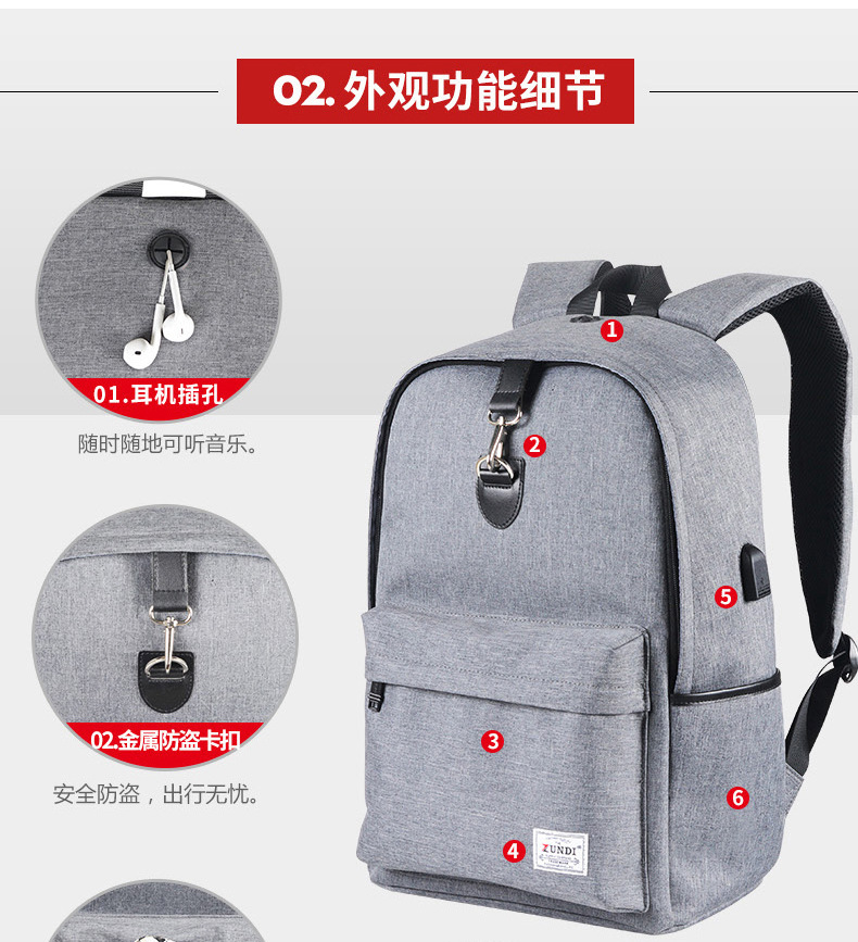 易贝双肩包男士背包15.6寸电脑包 学生书包韩版休闲旅行背包定制示例图11