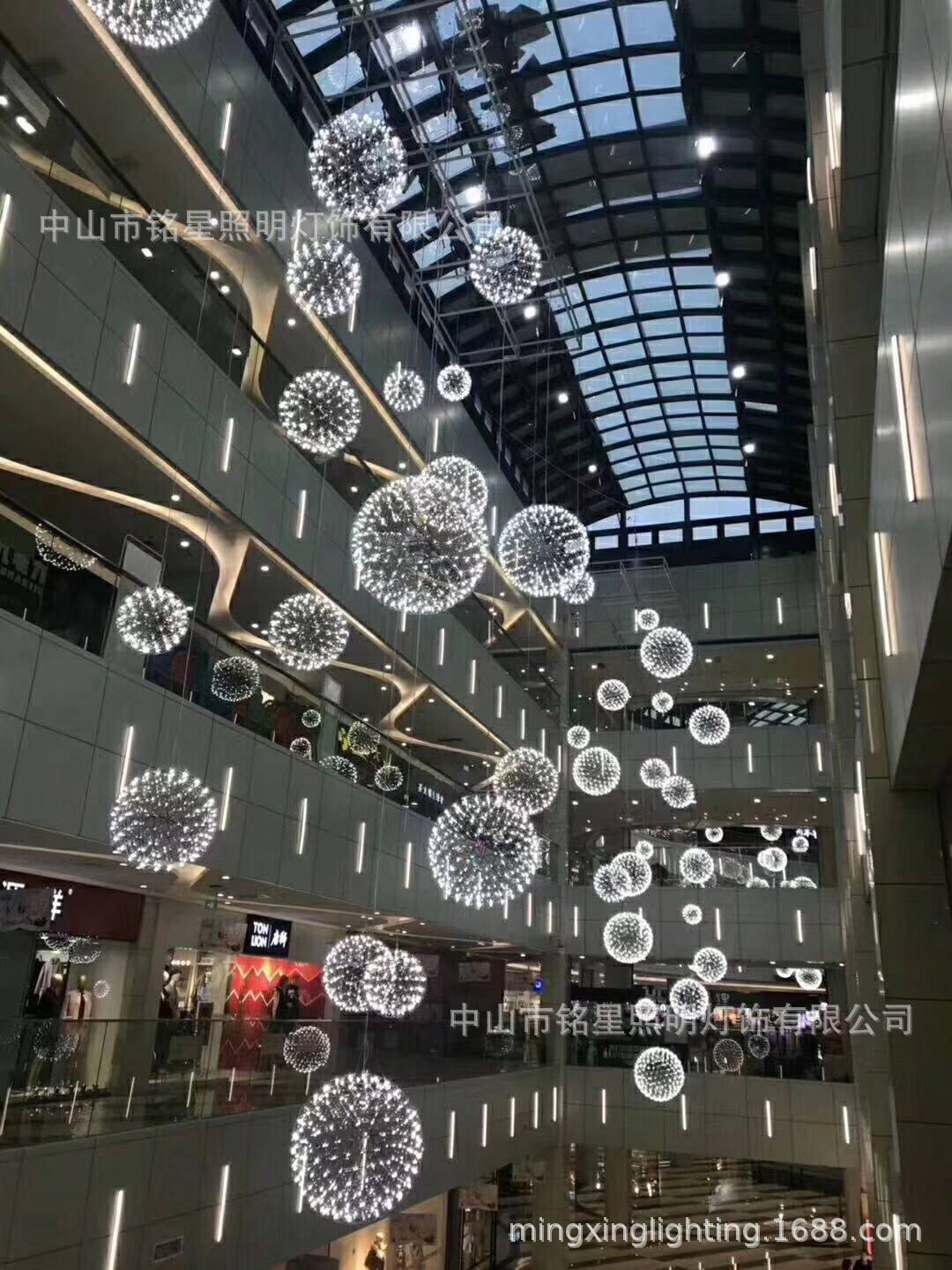 大型商场中庭LED球星吊饰首选铭星灯饰专业定制购物中心中厅吊挂示例图10