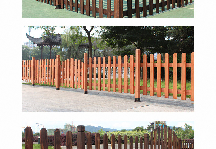 户木栏杆 碳化木栅栏围墙围栏篱笆墙 实木隔断 园林绿化防护栏示例图10