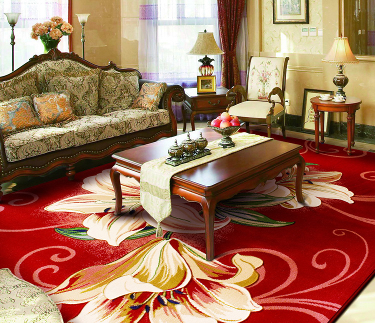 开利家用客厅地毯 现代花艺风格 仿羊毛高品质 手工剪花地毯