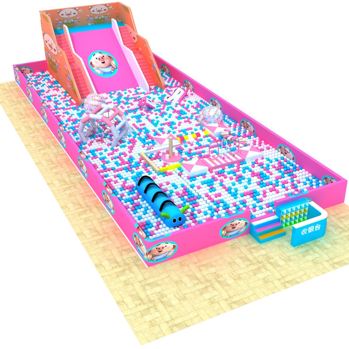 铭博  淘气堡  儿童乐园设备  滑梯组合  百万球池滑梯  益智类玩具  百万滑梯图片