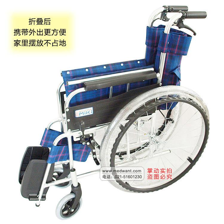 批发MiKi三贵轮椅MPT-47L 轻便折叠 免充气老人残疾人代步车示例图11