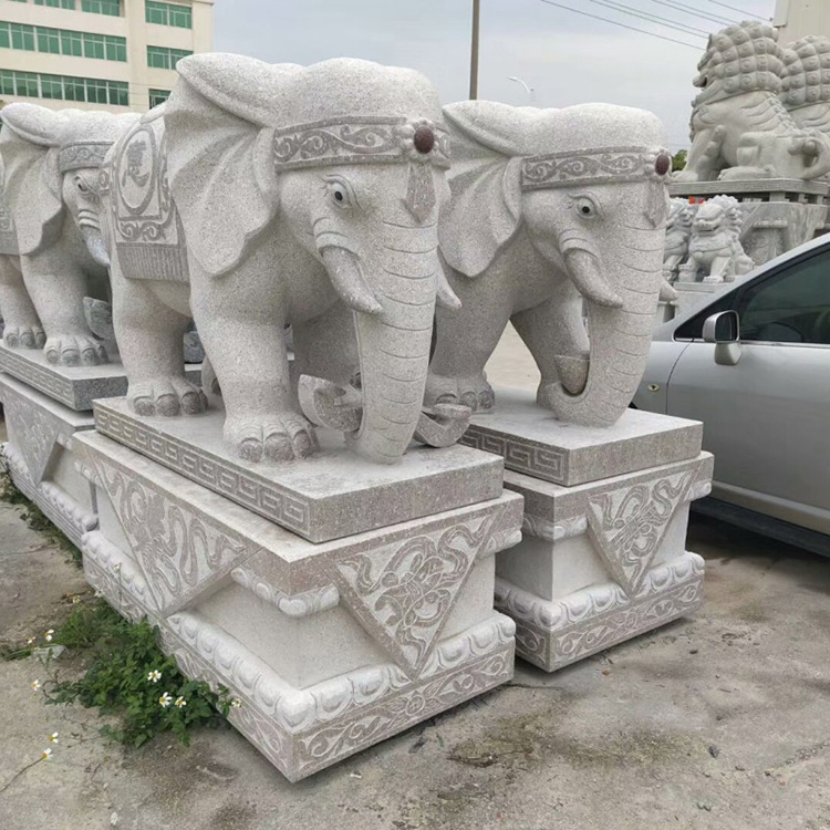 招财石雕大象 定制汉白玉石头象 石雕大象厂家
