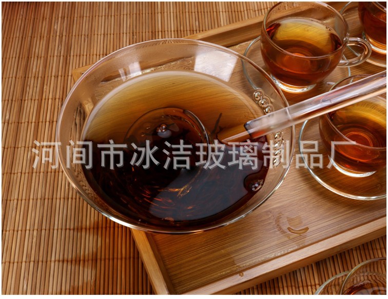 新品 功夫茶具玻璃大号茶碗日式煮茶碗玻璃目纹分茶勺茶道零配示例图9