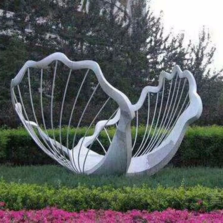 不锈钢雕塑 海洋馆景观雕塑 抽象河蚌镂空雕塑 怪工匠