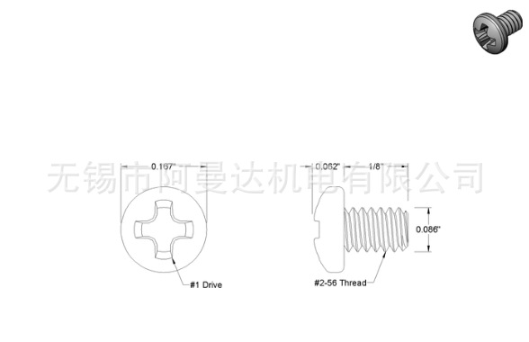 盘头十字螺丝2-56 英制美制进口螺丝 不锈钢圆头螺丝紧固件示例图1
