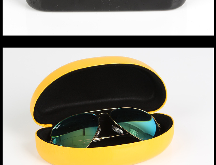 新款光板亮皮多色加厚高端太阳镜眼镜盒 小牛皮橘子瓣眼镜盒批发示例图18