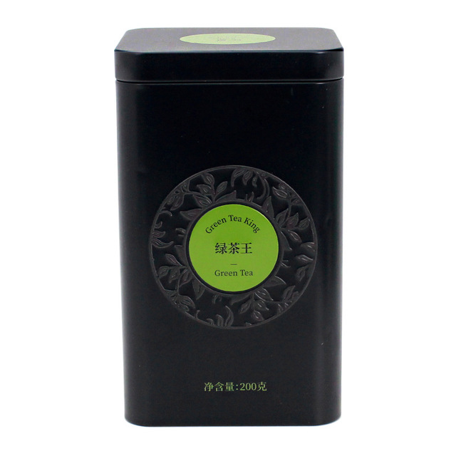 茶叶铁罐定做 正方形绿茶包装铁盒定制 黑色200g茶叶罐铁罐 马口铁绿茶茶叶铁盒 麦氏罐业