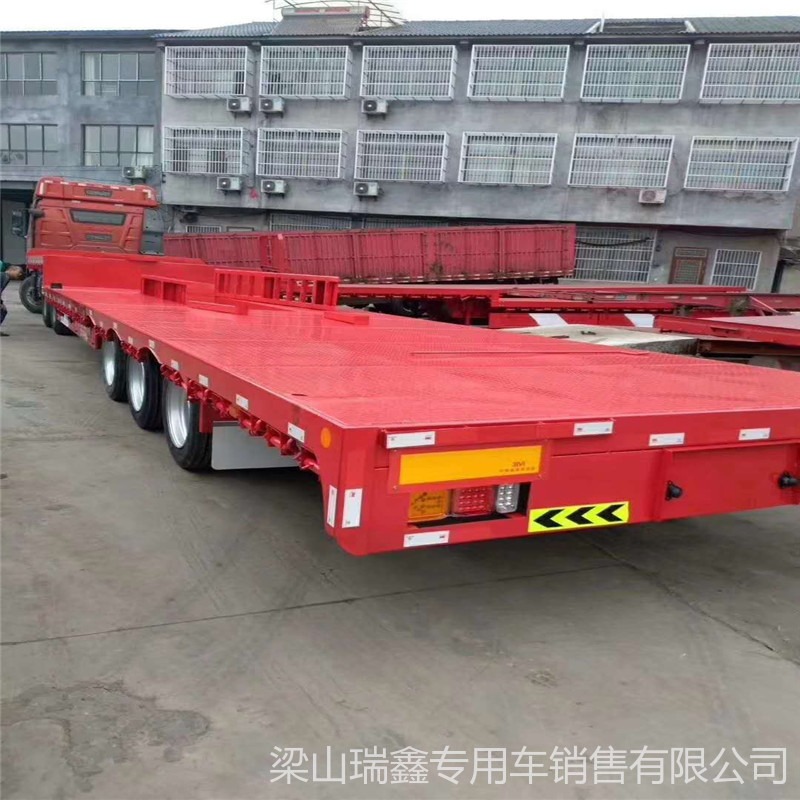 13米平板式拖挂车 钢材运输大板车 木材运输13.75米平板半挂车
