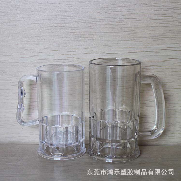 东莞厂家定制330ml透明马克塑料啤酒杯手柄塑料杯仿真玻璃杯示例图8