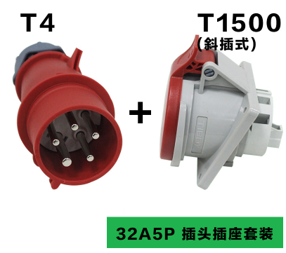 供应TIBOX圆形工业插头插座套装IP44 32A 5P