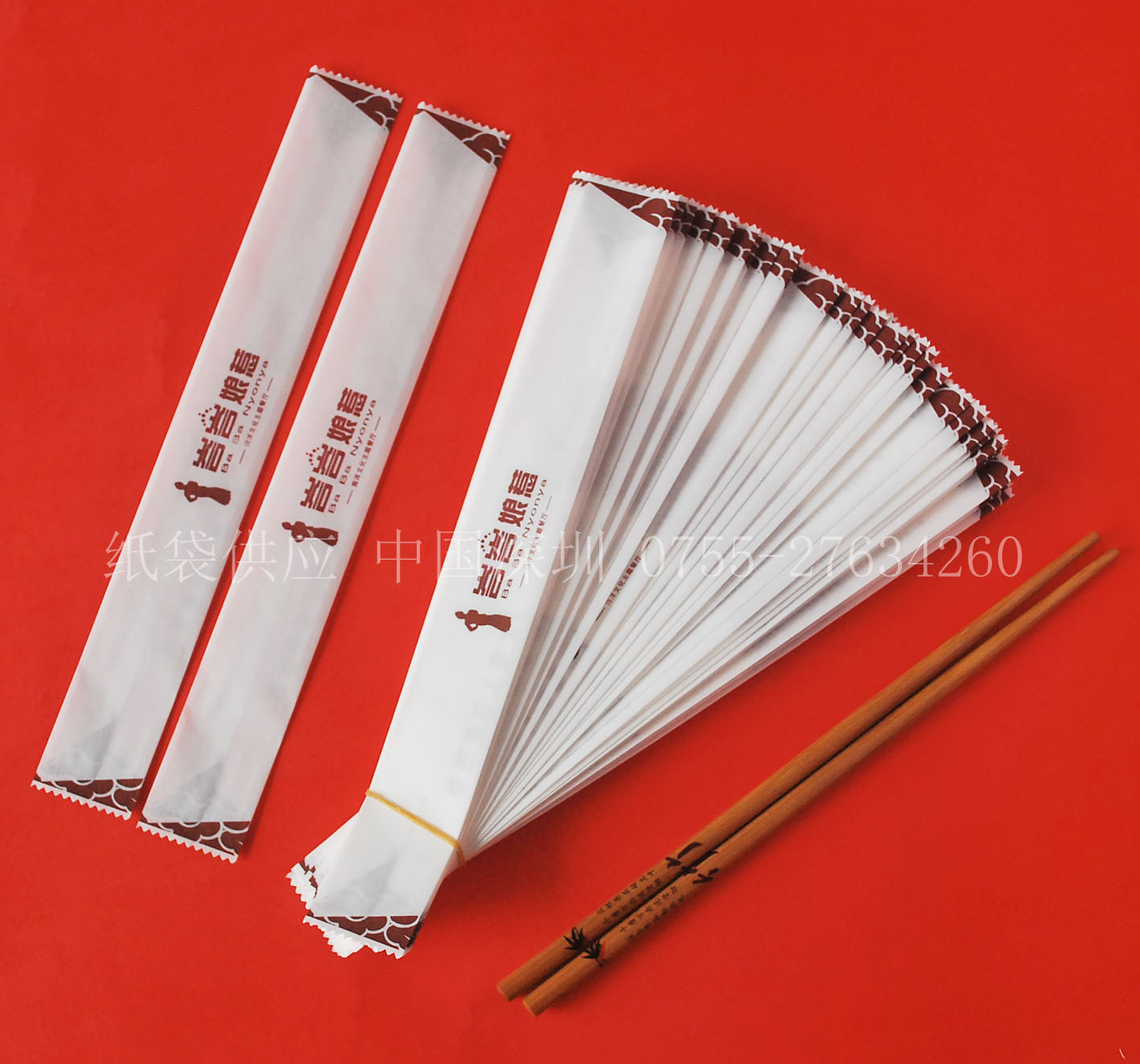 广州深圳定做酒店用品淋膜 防油纸筷子套袋 刀叉套 勺子套 纸袋