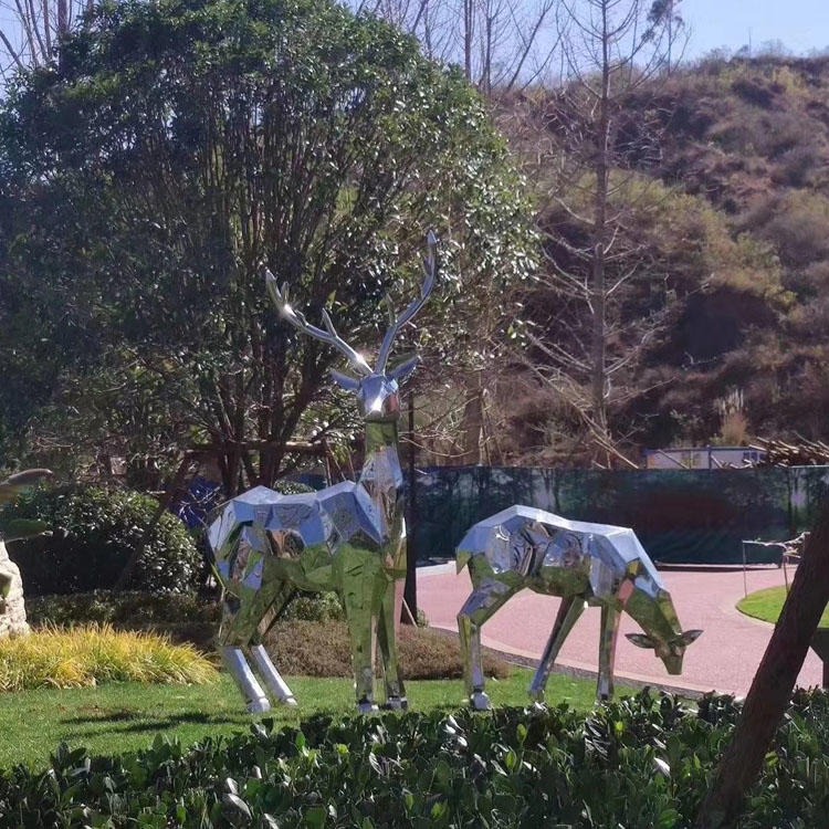 户外几何抽象鹿雕塑 金属抽象鹿雕塑 不锈钢几何鹿雕塑摆件 佰盛