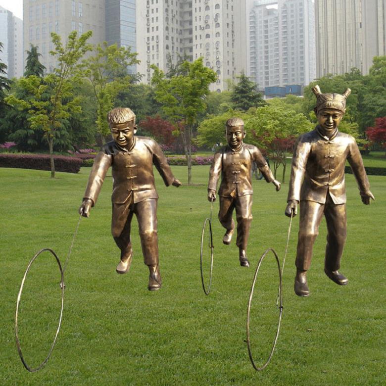玻璃钢童趣雕塑 唐韵园林行情 小孩玩耍雕塑供应信息