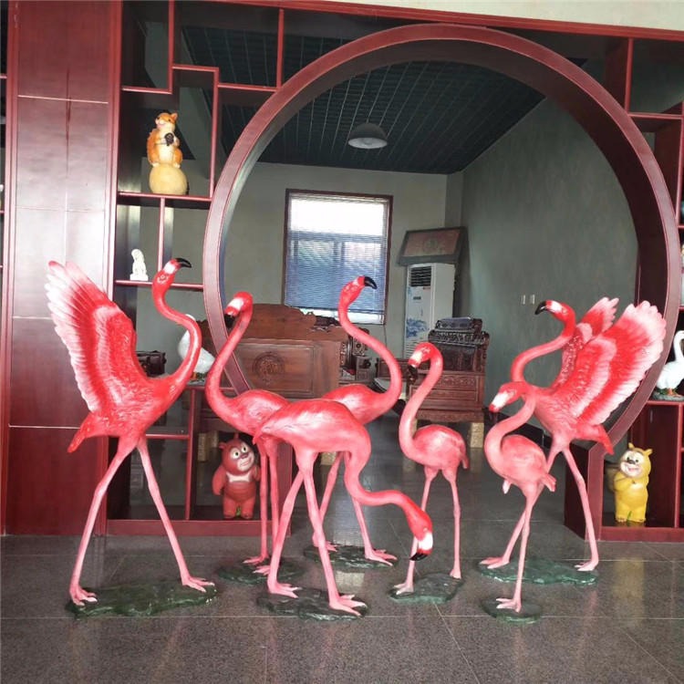 仿真玻璃钢火烈鸟雕塑现货发售 唐韵园林加工动物雕塑小品图片