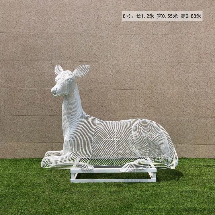 不锈钢镂空鹿雕塑 创意母子鹿雕塑组合 动物镂空小鹿造型摆件 怪工匠