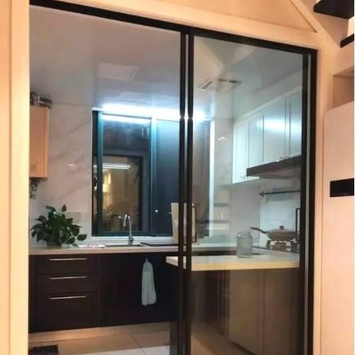 简约玻璃门 简约窄边框铝合金门 卫生间平开双开门 吊趟门图片