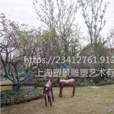 淮南城市规划 玻璃钢仿铜鹿雕塑 青铜环境艺术摆件