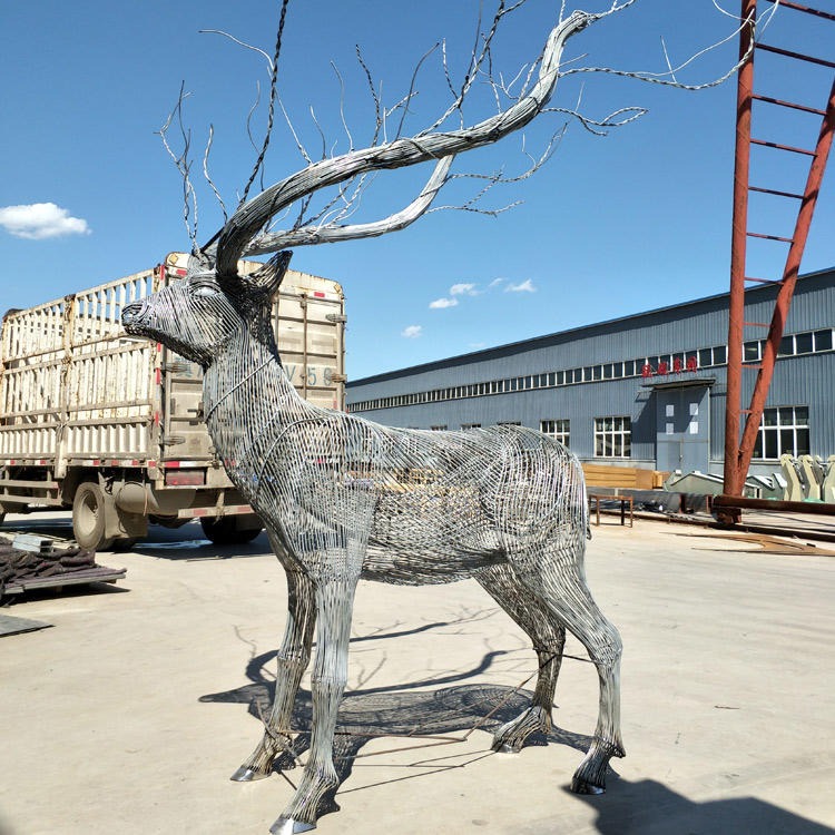 万硕 不锈钢鹿雕塑 金属镂空鹿雕塑 动物雕塑 不锈钢动物  支持定制