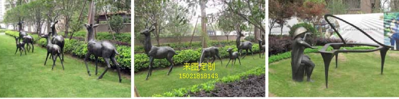 来图定制 玻璃钢鹿雕塑 仿真动物雕塑 室外 园林景观雕塑  校园抽象雕塑示例图2