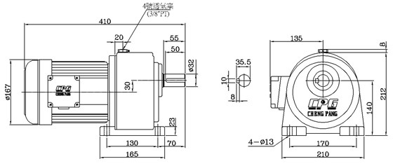 晟邦城邦CPG电动机 齿轮减速马达CH750-80S/CH2200-45S示例图10