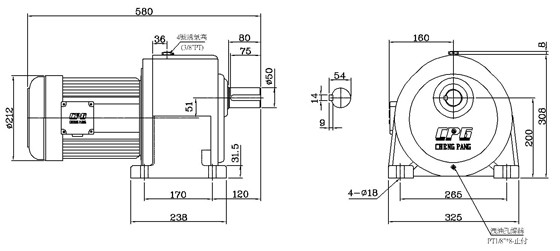 晟邦城邦CPG电动机 齿轮减速马达CH750-80S/CH2200-45S示例图16