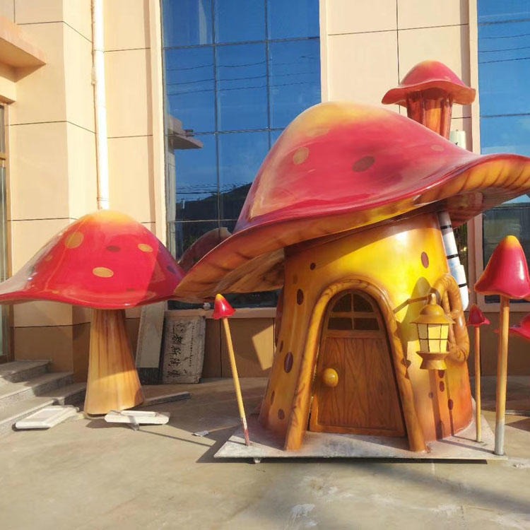 佰盛 蘑菇屋雕塑 玻璃钢蘑菇屋雕塑摆件 卡通蘑菇雕塑 厂家定做直销图片