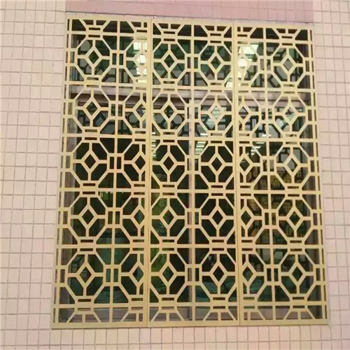 茶楼复古铝窗花定制 隔断木纹窗花供应示例图6